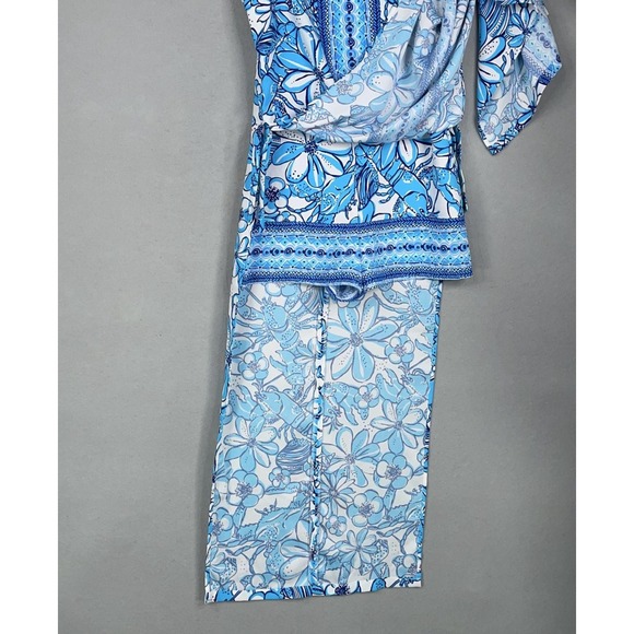 Lilly Pulitzer Dress Womens 6 Blue White Floral Donna Maxi Romper Sleeveless - Picture 6 of 16